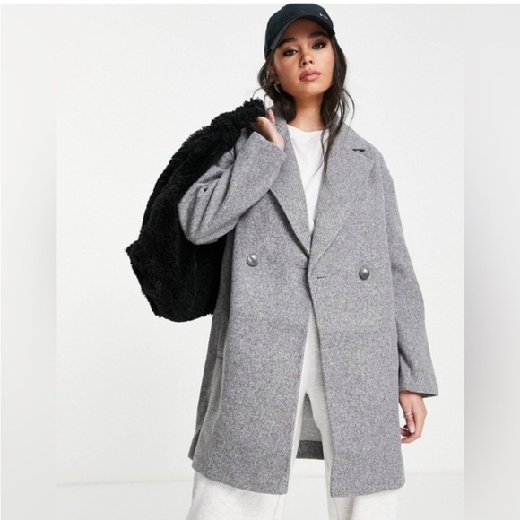 Topshop Jackets & Blazers - Topshop Riley Long Coat in Grey Marl